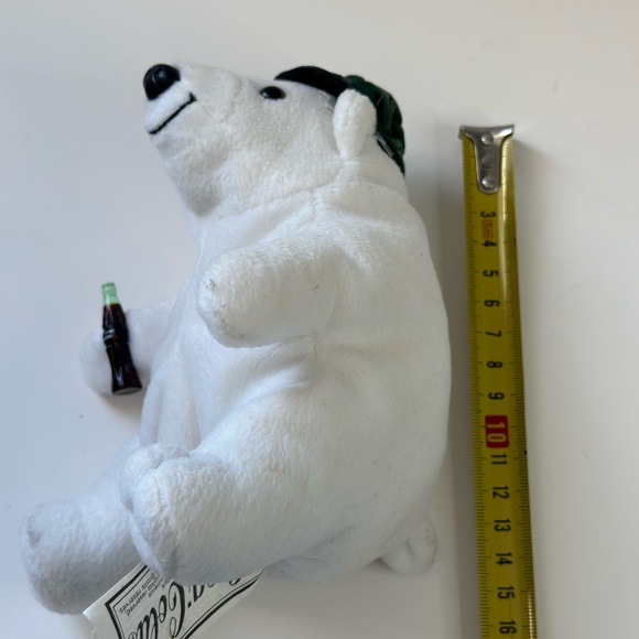 1997 Coca Cola Stuffed Plush Bean Bag Polar Bear 6" Bottle Logo and Hat - Picture 10 of 10